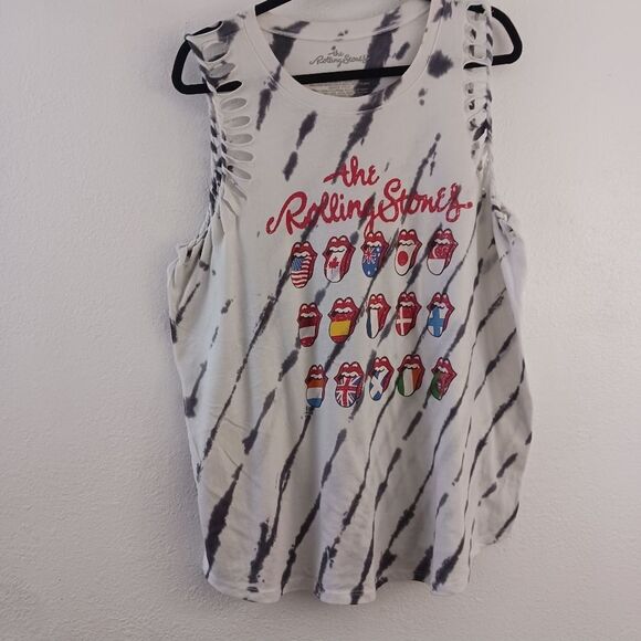 Torrid The Rolling Stones White & Black Tie-Dye Crew Tank size 1X - Picture 1 of 7